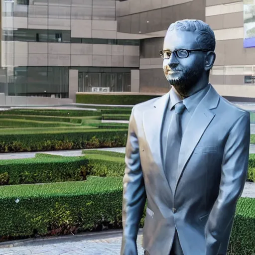 Image similar to photo realistic statue of tech company stabilityai ceo emad mostaque