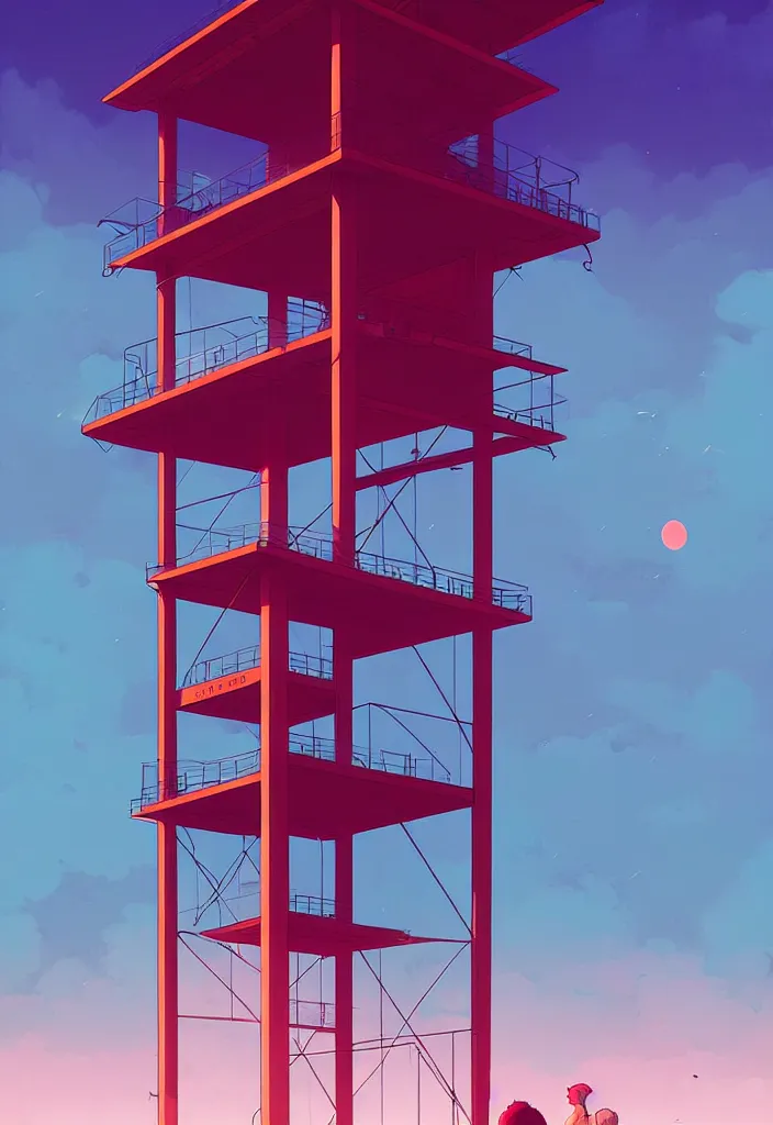 Prompt: by moebius and atey ghailan fire tower |