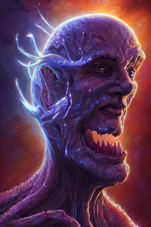 Prompt: beautiful oil painting with high detail of a wise Space ent made of stars and plasma, hybrid from dungeons and dragons and art direction by James Cameron ;by artgerm; wayne reynolds art station; cinematic quality character render; low angle; ultra high quality model; production quality cinema model; lightning aesthetic