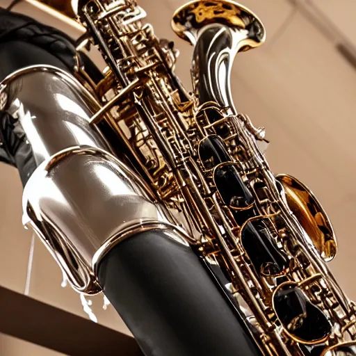 Prompt: an incredible new saxophone instrument that plays the jazziest music in the galaxy