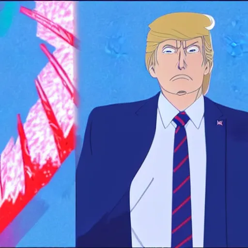 Image similar to Animation of Donald Trump in Kimi No Na Wa, Your Name, Matoko Shinkai, beautiful, anime, colorful, animation, CoMix Wave Films