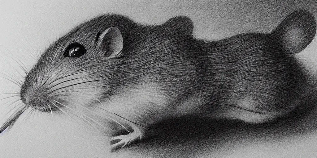 Image similar to a beautiful pencil drawing of exactly one!!! mouse; masterpiece; extremely highly detailed; ultra-realistic; trending on artstation