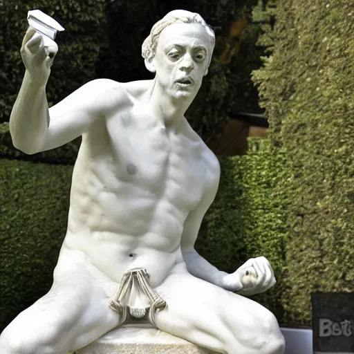 Image similar to a marmor statue of Steve Buscemi by Michelangelo