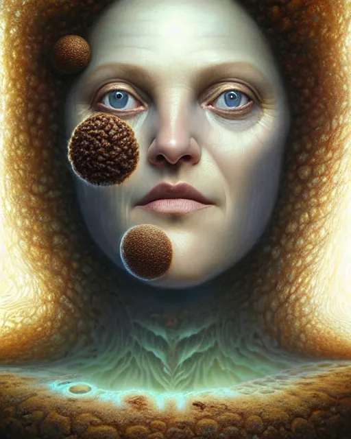 Image similar to detailed portrait of biopunk drew barrymore ( marshmallow string ) fractal ( chocolate ) ( graham cracker ) beautiful! by tomasz alen kopera and peter mohrbacher and johanna martine! and margaret keane! elegant alluring luminescent