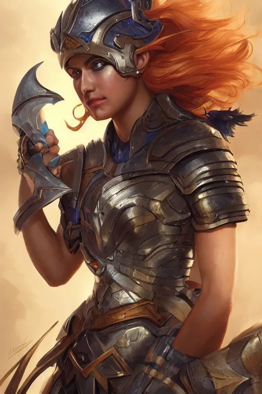 Image similar to amazon valkyrie athena, d & d, fantasy, portrait, highly detailed, headshot, digital painting, trending on artstation, concept art, sharp focus, illustration, art by artgerm and greg rutkowski and magali villeneuve