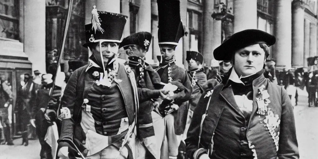 Image similar to very well detailed photo of Napoleon Bonaparte in London, 1960s, 4k detailed, very very well detailed face
