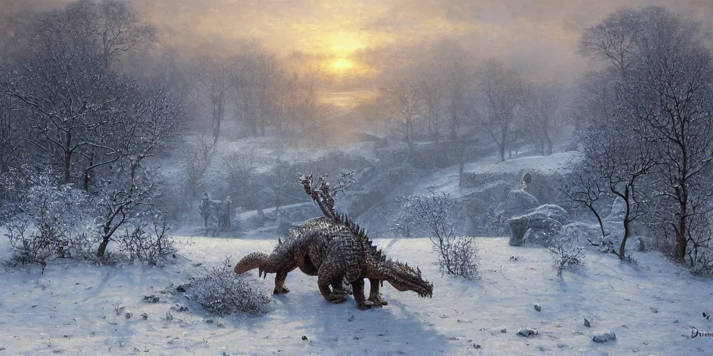 Prompt: Frost dragon by Daniel Ridgway Knight