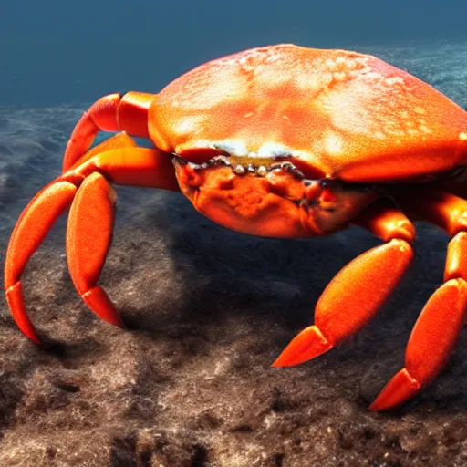 Prompt: a crab with the face of jordan peterson, photorealistic, unreal engine, beautiful lighting