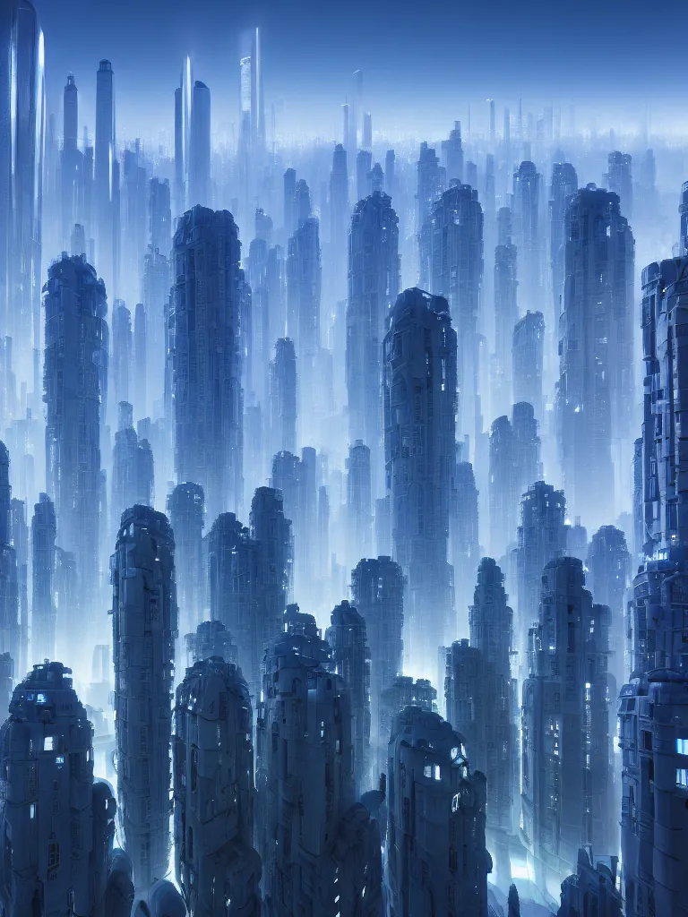 Image similar to utopian city, white buildings, by Leon Tukker, Makoto Kobayashi, synthetic light, blue trees, people on the streets, utopia, perfect, futuristic, 8k high detail, masterpiece, trending on ArtStation