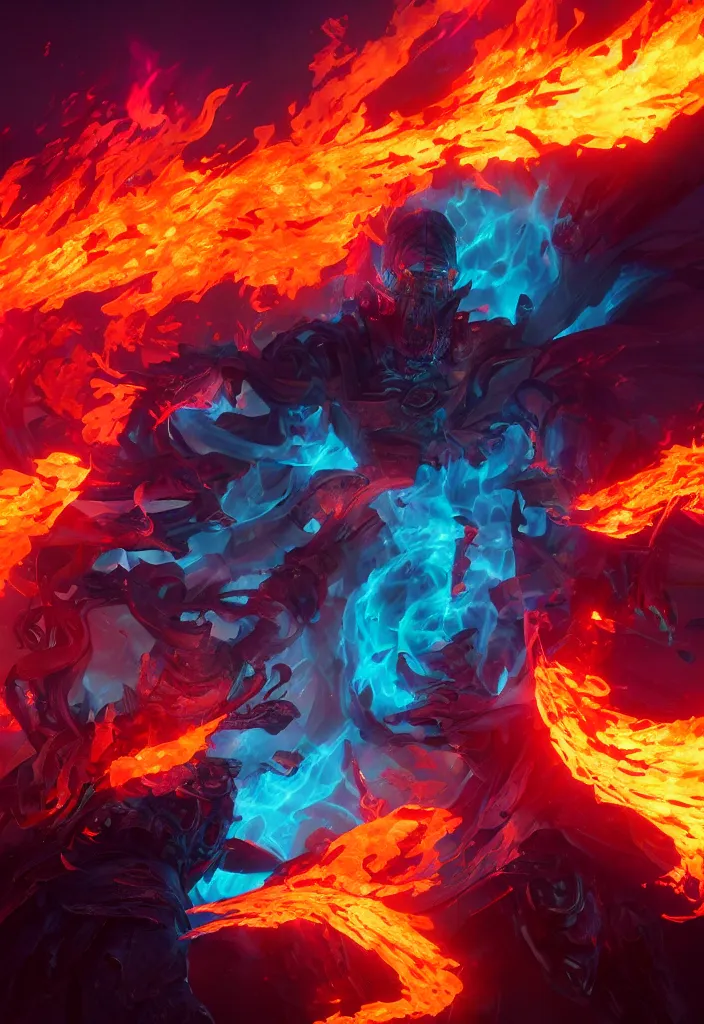 Image similar to a very pissed off mage engulfed in colorful flames by greg rutkowski, sung choi, mitchell mohrhauser, maciej kuciara, johnson ting, maxim verehin, peter konig, 8 k photorealistic, cinematic lighting, hd, high details,