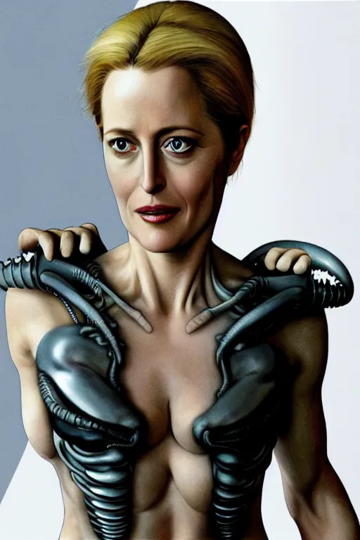 Image similar to gillian anderson as a xenomorph