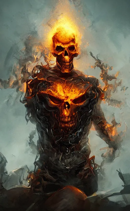 Image similar to dead as ghost rider, dynamic lighting, photorealistic fantasy concept art, trending on art station, stunning visuals, terrifying, creative, cinematic