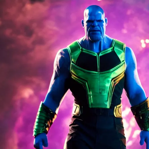 Prompt: drake as thanos, movie still, cinematic lighting