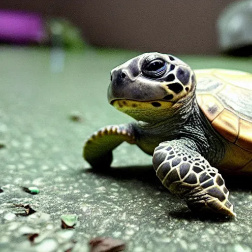 Image similar to a picture of a cute turtle, he is happy