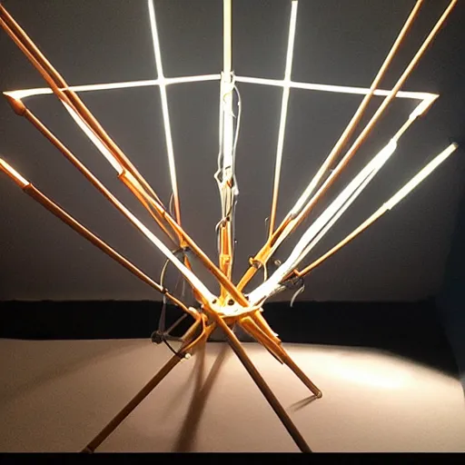 Image similar to futuristic sci - fi professional lighting. hobby diy engineering photo. tensegrity captain's chair
