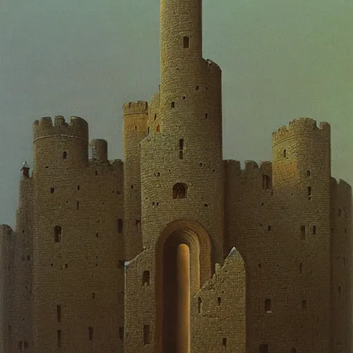 Prompt: castle by Zdzisław Beksiński, oil on canvas