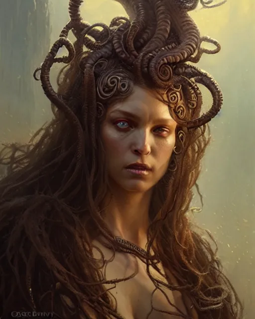 Image similar to fierce medusa, fantasy character portrait, ultra realistic, concept art, intricate details, highly detailed by greg rutkowski, gaston bussiere, craig mullins, simon bisley