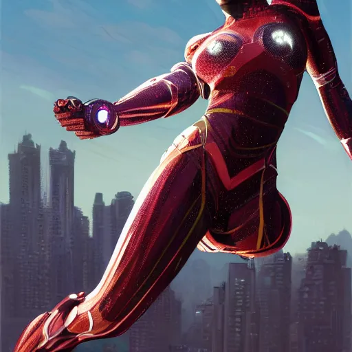 Image similar to highly detailed an african american woman in with the ironman random suit from the future gta v, stephen bliss, unreal engine, fantasy art by greg rutkowski, loish, rhads, ferdinand knab, makoto shinkai and lois van baarle, ilya kuvshinov, rossdraws, tom bagshaw, global illumination, radiant light, detailed and intricate environment