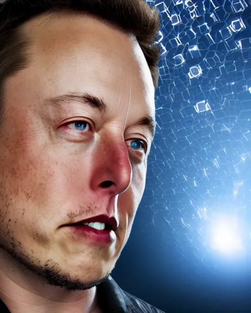 Prompt: A studio portrait of Elon Musk of SpaceX and Tesla fame as a chrome-plated robot, highly detailed, bokeh, 90mm, f/1.4