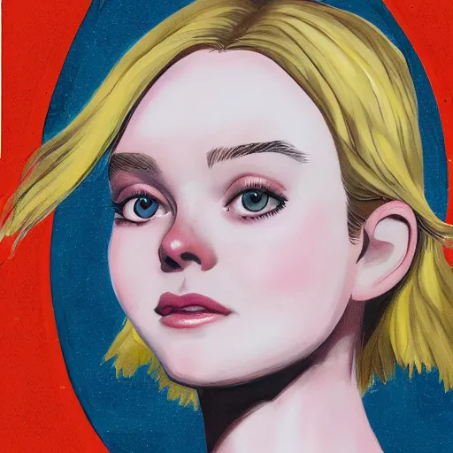 Image similar to painting of Elle Fanning looking at the ocean, in the style of the New Mutants comics