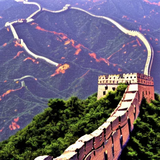 Prompt: the great wall of china made of toast