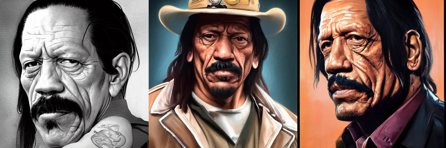 Prompt: portrait of danny trejo as a detective, highly detailed, digital painting, artstation, concept art, sharp focus, illustration, art by artgerm and greg rutkowski and alphonse mucha