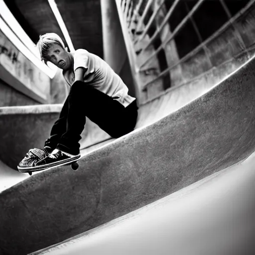 Prompt: ! dream portrait the bottom half of tony hawk, completely severed at the waste, skateboarding, sharp focus, 4 k editorial photograph, soft lighting, shallow depth of field, people out of focus