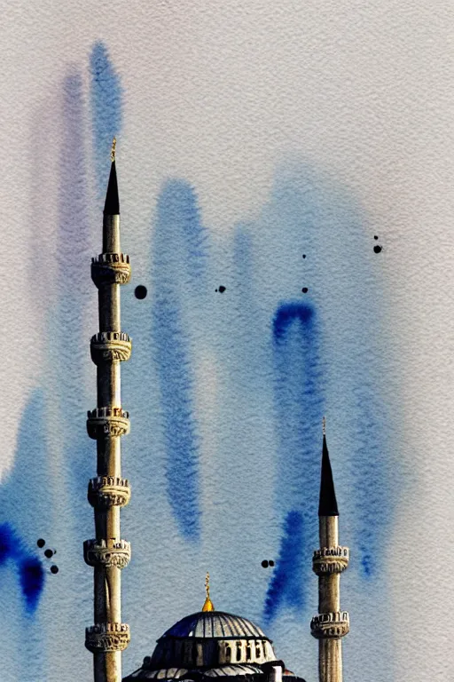 Prompt: minimalist watercolor splash ink art of istanbul