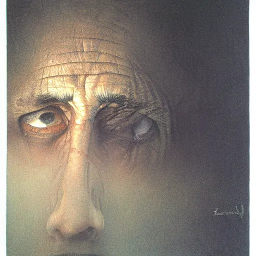 Image similar to a self - portrait by zdzislaw beksinski