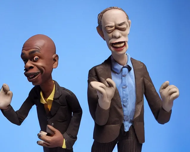 Image similar to A photo of Dave Chappelle and Steve Buscemi doing Cocaine, By Rainer Hosch, claymation