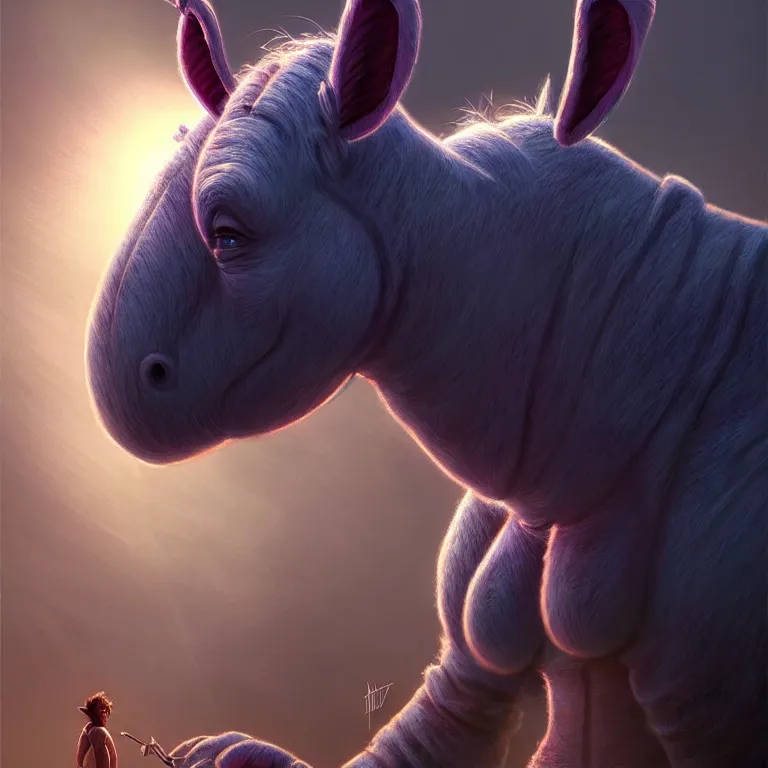 Image similar to epic professional digital art of alien eeyore, atmospheric lighting, painted, intricate, detailed, by bruce breneise, wayne haag, reyna rochin, ignacio fernandez rios, best on artstation, cgsociety, epic, stunning, gorgeous, wow, masterpiece