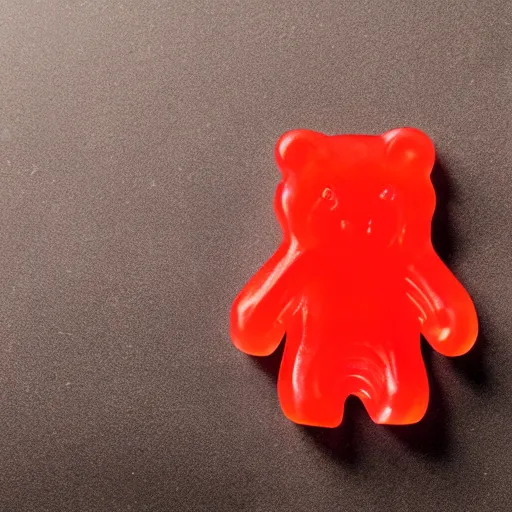 Prompt: red jelly gummy bear, muscles, simple logo