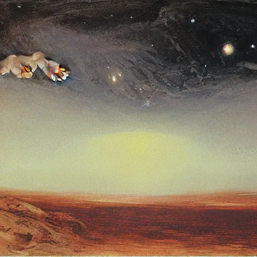 Image similar to the creation of the human race from the cosmos, detailed oil painting by goya and beksinsky and alan lee