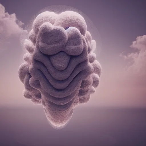 Prompt: an elaborate intricate mask made of wind caught is a cloud vortex, rendered in octane, behance hd, bokeh backdrop