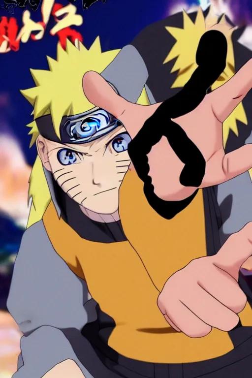 Prompt: Naruto flipping you off with both hands