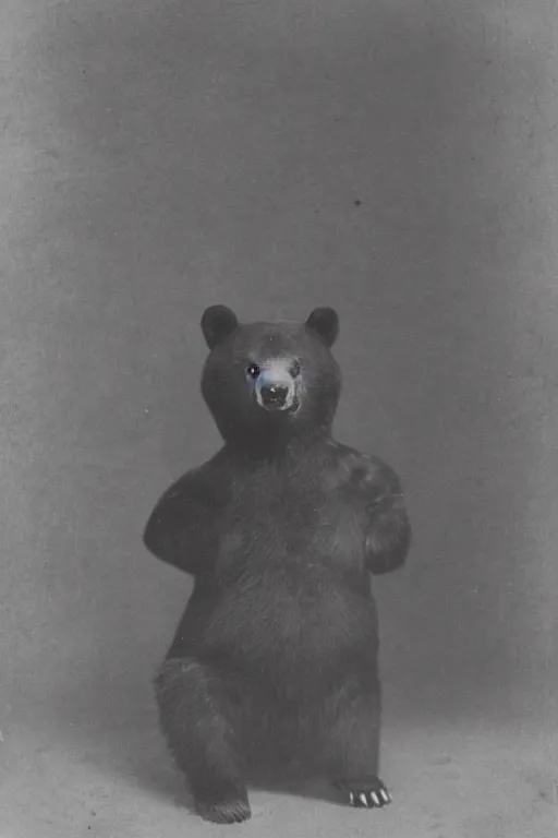 Image similar to anthropomorphic asian black bear in Dōbuku, 1900s photo