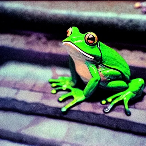 Image similar to mystic photo of the frog, studio ghibli, beautiful, crisp