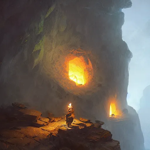 Image similar to happy pepe the miner in the cave, greg rutkowski