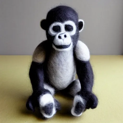 Image similar to a needle felted gorilla, needle felting art.