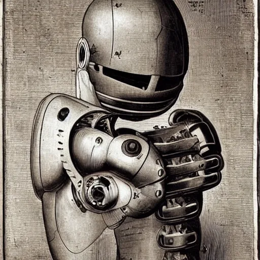 Image similar to A robotic prototype by Leonardo Da vinci