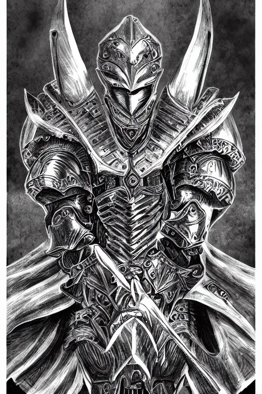 Image similar to armoured warrior, symmetrical, highly detailed, digital art, rose thorn themed armour, sharp focus, trending on art station, kentaro miura manga art style