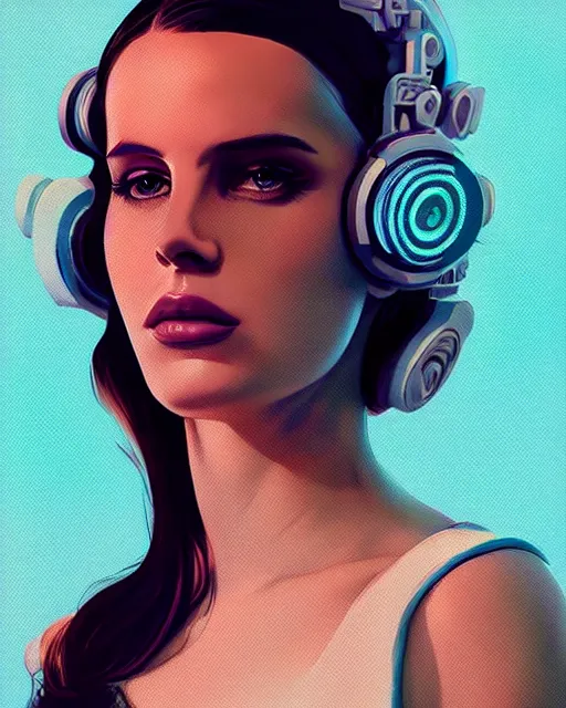 Image similar to portrait of lana del rey as a cyborg. intricate abstract. intricate artwork, by tooth wu, wlop, beeple, dan mumford. concept art, octane render, trending on artstation, greg rutkowski very coherent symmetrical artwork. cinematic, key art, hyper realism, high detail, octane render, 8 k, iridescent accents