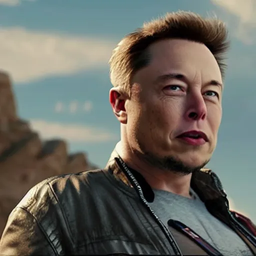 Image similar to movie still of elon musk in apex legends,