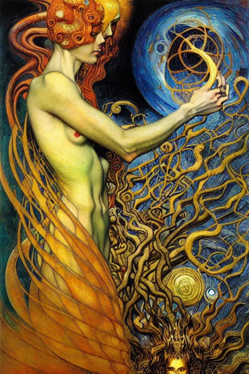 Image similar to Divine Chaos Engine by Karol Bak, Jean Delville, William Blake, Gustav Klimt, and Vincent Van Gogh, symbolist, visionary