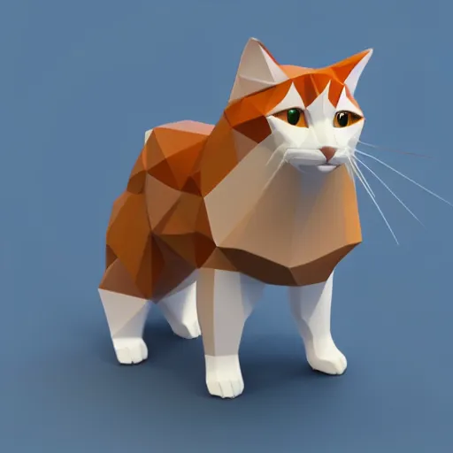 Image similar to low poly render of a cat on a white background isometric 3D Utra HD