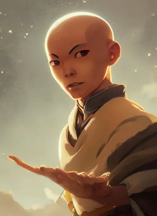 Prompt: highly detailed portrait of aang the last airbender, unreal engine, fantasy art by greg rutkowski