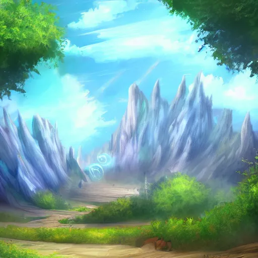 Prompt: heaven city fantasy pixiv scenery art inspired by magical fantasy