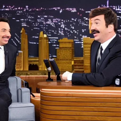 Image similar to jimmy fallon interviewing adolf hitler