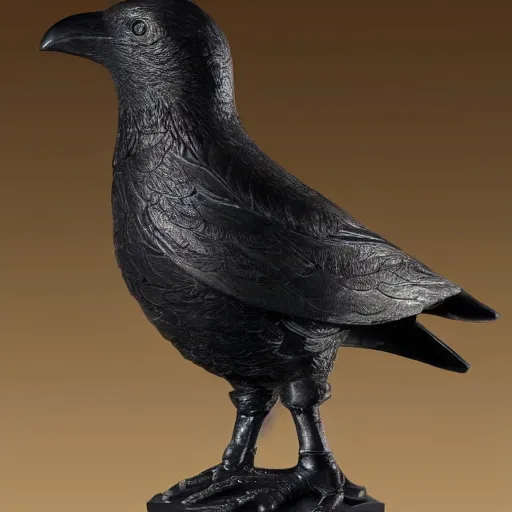 Prompt: a black marble highly detailed and realistic statue of a flying crow, museum lighting, award winning, masterpiece