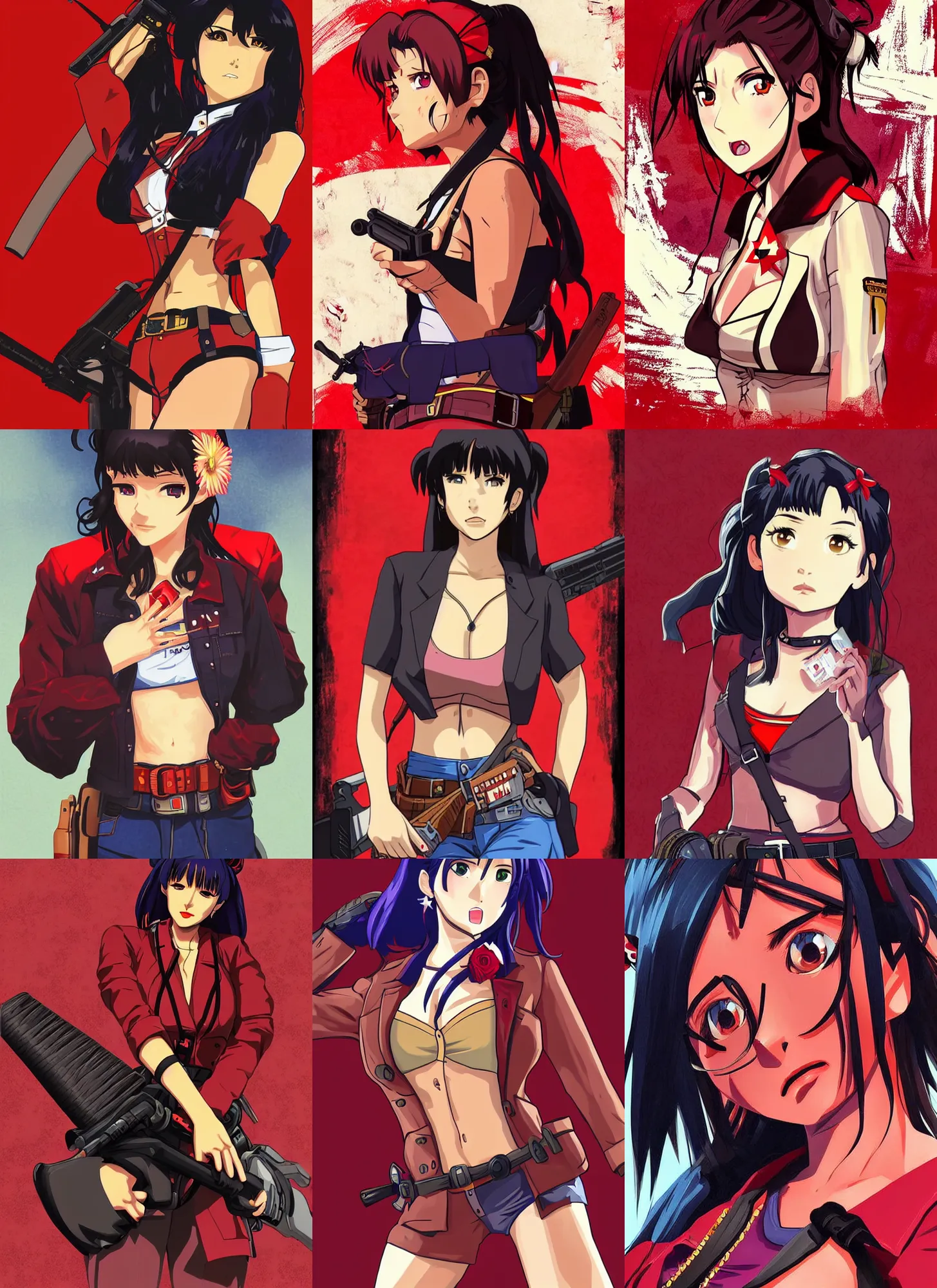 Prompt: misato katsuragi! red dead redemption art style, rockstar games art, semi realistic anime, portrait, beautiful face, symmetrical face